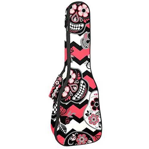 Mersov Concert Ukulele rugzak, zware ukelele tas met opslag, sopraan concert tenor ukelele 10 mm gewatteerde tas schedel en golf