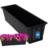 KOTARBAU® Balkonbak, Bloembak voor Balkon, Kunststof, 60 x 18 x 14 cm, Plantenbak, Antraciet, Plantenbak Balkon, met Schotel, Rechthoekig
