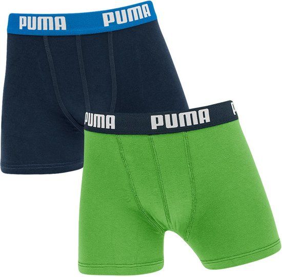 PUMA Jongens Basic Boxershort - Maat 170/176 - Groen/Blauw - 2 stuks