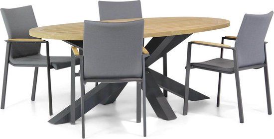 Lifestyle Garden Furniture Brandon/Brookline 200 cm Oval Dining Set 5-Piece