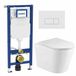 Geberit QeramiQ Dely Toiletset - 36.3x51.7cm - diepspoel - rimless - Geberit UP320 inbouwreservoir - met Burda frame - softclose toiletzitting - glans witte bedieningsplaat - rechtehoekige knoppen - glans wit