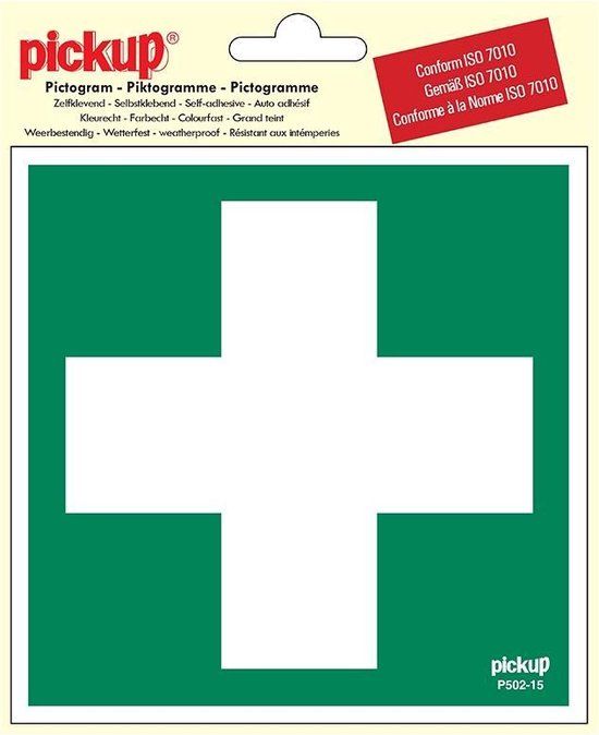 Pickup Pictogram 15x15 cm - Eerste hulp - EHBO - conform ISO 7010 - sticker
