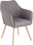 CLP Gent Eetkamerstoel met Armleuning - Fauteuil - met houten poten - Moderne Keukenstoel - natura/grijs