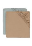 Jollein Baby - Hoeslaken Wieg Jersey 40/50x80/90cm - Babybed - Zacht Katoen - 2 Stuks - Sea Green/Biscuit