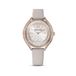 Swarovski Crystalline Aura horloge, Swiss Made, Lederen band, Grijs, Roségoudkleurige afwerking