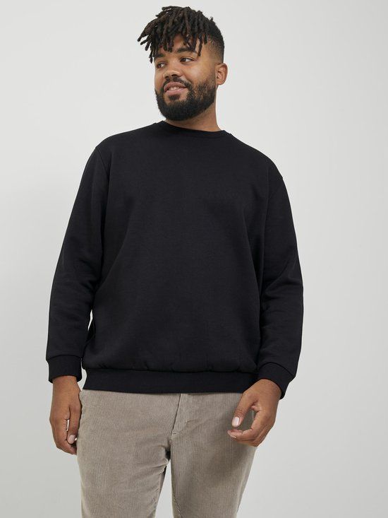JACK & JONES PLUS JJEBRADLEY Sweat Crew - Black - EU 4XL