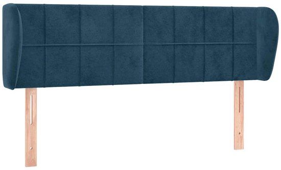 vidaXL Hoofdbord - Met randen - 147x23x78/88 cm - Fluweel - Donkerblauw