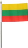 Merkloos / Sans marque Shoppartners Bv Litouwen - mini vlaggetje van 10 x 15 cm op stokje - Landen vlag - H27 cm - polyester