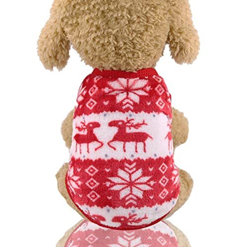 UKKO Hondenjas Winter Hondenkleding Zachte Fleece Hond Jumpsuit Warm Huisdier Pyjama Leuke Kat Jas Jas Voor Bulldog Chihuahua Hoodies Kleding Rood Elandvest, Xl