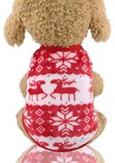 UKKO Hondenjas Winter Hondenkleding Zachte Fleece Hond Jumpsuit Warm Huisdier Pyjama Leuke Kat Jas Jas Voor Bulldog Chihuahua Hoodies Kleding Rood Elandvest, Xl