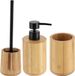Tendance Badkamer set - zeeppomp/beker/WC-borstel - bamboe - zwarte accenten