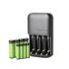 Amazon Basics Piles rechargeables NiMH (4 AAA 800mAh + 4 AA 2000mAh) avec chargeur 4 fentes, prise UE, pack de 8, noir