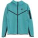 Nike Lichtgewicht sweatshirt met capuchon met ritssluiting voor heren Sportkleding Tech Fleece hoodie gewassen Teal/zwart/zwart