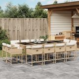 Maison Exclusive - Ensemble de jardin, 13 pièces, avec coussins, beige, en polyrotin