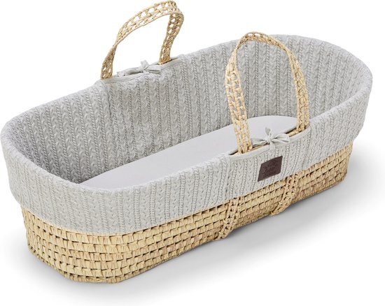 The Little Green Sheep Little Green sheep Organic Knit Moses Basket Dove grijs