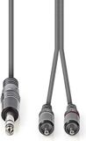 Nedis Câble audio stéréo - 6,35 mm mâle - 2x RCA mâle - 1,50 m - Gris foncé
