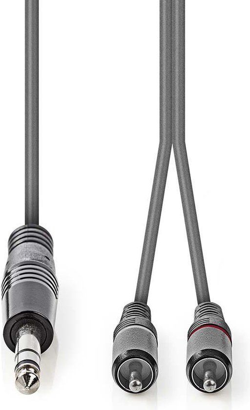 Nedis Stereo-Audiokabel - 6,35 mm Male - 2x RCA Male - 1.50 m - Donkergrijs