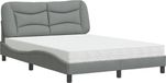 vidaXL Lit avec matelas "Hvar" tissu gris clair 140x190 cm