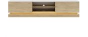 Vente-unique DEVIKA Meuble TV 2 tiroirs et 2 niches avec LED en MDF - Naturel clair et marbre blanc