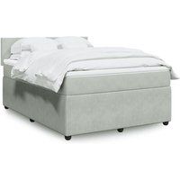 vidaXL Sommier à lattes de lit et matelas Gris clair 160x200cm Velours