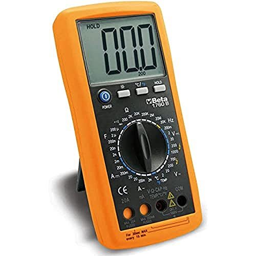 Beta 1760B multifunctionele digitale multimeter meetinstrument multimeter (gecertificeerd gereedschap met eenvoudige bediening, hoogwaardige materialen, spanningstester incl. 1 9V-batterij), oranje