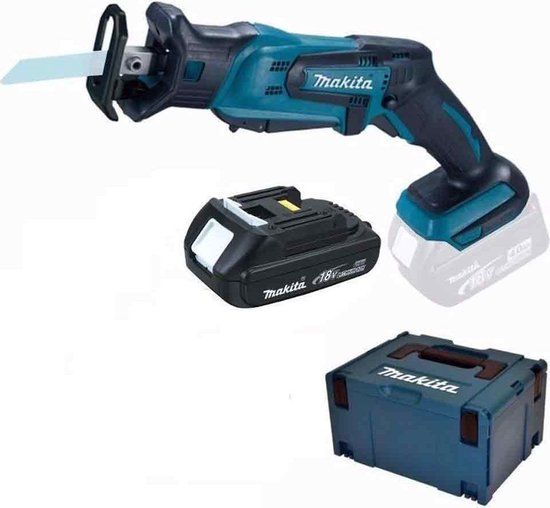 Makita DJR183Y1J 18V Li-Ion Reciprozaag - Body + 1x 1.5Ah Accu - 55mm Zaagdiepte in Hout