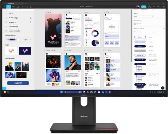Lenovo ThinkVision T32UD-40 31.5 Inch 3840 x 2160 pixels IPS Zwart