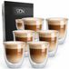VDN Dubbelwandige theeglazen koffieglazen - Cappuccino glazen - Warme en koude dranken koffietassen dubbelwandig - 250 ML - Set van 6