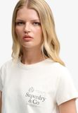 Superdry Luxe Casual Classic T-shirt Dames Crème Katoen Maat 16