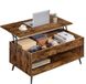 Songmics Salontafel met verstelbaar blad en verborgen opbergvak - Vintage bruin-matzwart