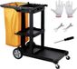OEM Shanghaimuxinmuyeyouxiangongsi Schoonmaaktrolley met 3 Plateaus, PP-Materiaal, 120 x 51 x 98 cm, Max. 200 lbs Draagvermogen, 4 Vergrendelbare Wielen, Geel+Zwart