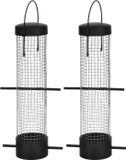 Hi Haushalt International 2x stuks kunststof vogel voedersilo zwart 28 cm