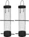 Hi Haushalt International 2x stuks kunststof vogel voedersilo zwart 28 cm