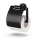 HUSH. Porte-rouleau de toilette avec abattant - fixation murale - acier brossé - noir