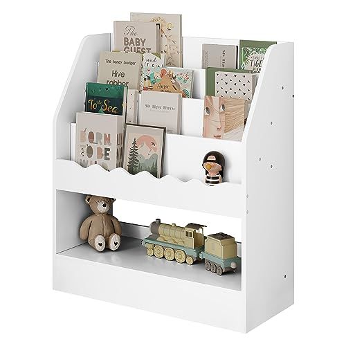 WOLTU Boekenkast voor kinderen, wit rek voor kinderkamer, met 5 vakken, speelgoedrek, Montessori-opbergrek, kindermeubels voor kleuterschool, speelkamer, 70 x 80 x 30 cm