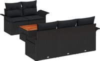 vidaXL - Tuinbank - Set - 6 - st - 5-Aantal - zitplaatsen - Zwart - poly - rattan