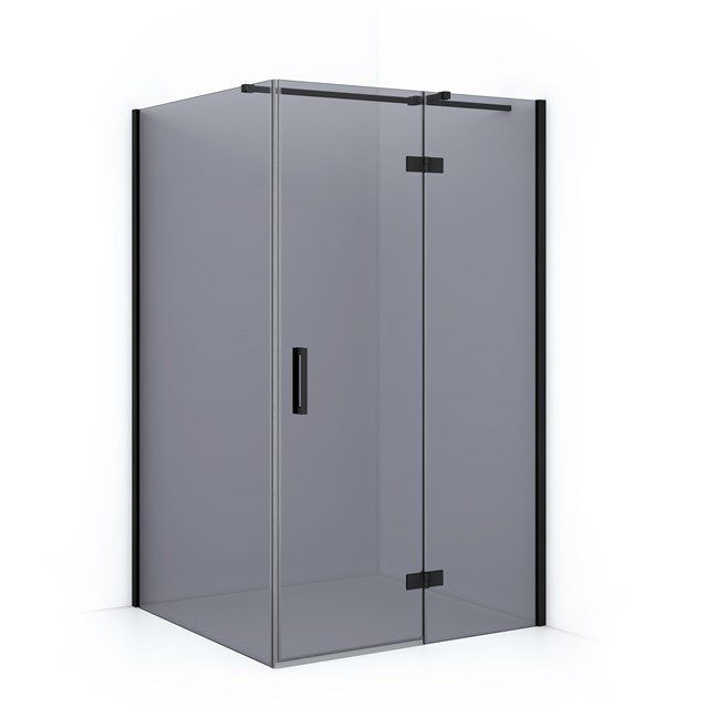 Maxaro Douchecabine Diamond 120x110cm 8mm Rookglas Veiligheidsglas Mat Zwart