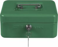 Amig Geldkistje met 2 sleutels - groen - staal - muntbakje - 25 x 18 x 9 cm - inbraakbeveiliging