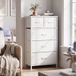 Commode 5 tiroirs en tissu non-tissé, pour chambre, blanc
