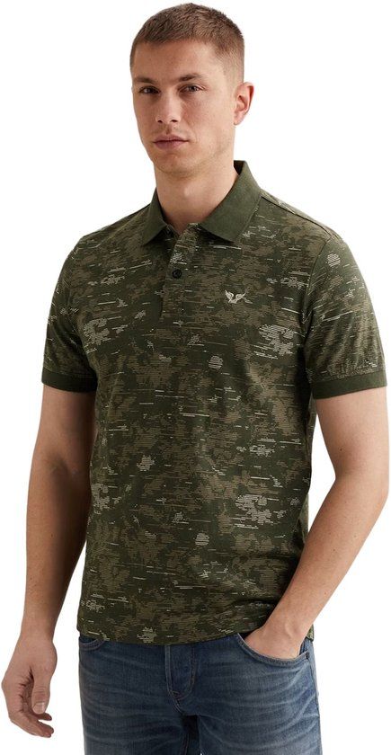 PME Legend Short sleeve polo slub jersey aop 3XL groen
