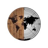 Elegant decoratief houten wandaccessoire, diameter 56 cm, 50% hout (3 cm) en 50% metaal (1,5 mm), zwarte & walnoot afwerking, unieke kleurvariaties