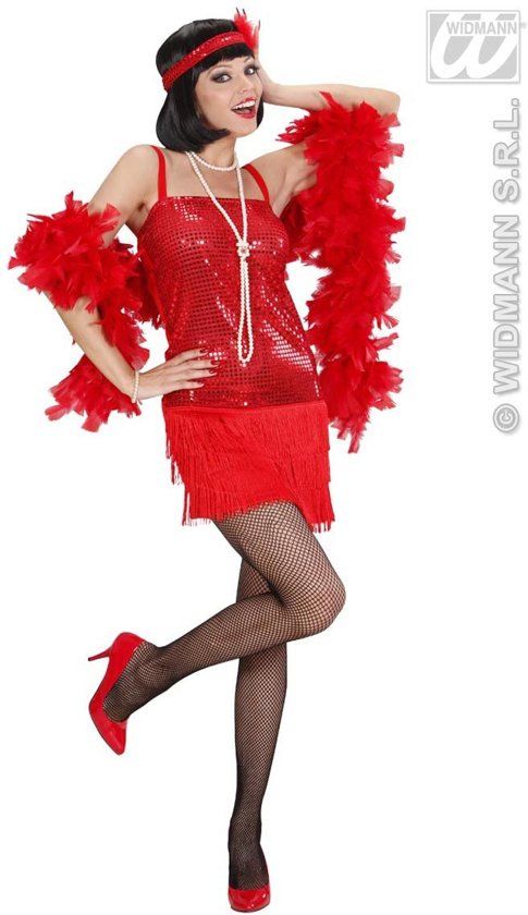 Widmann Jaren 20 Danseressen Kostuum Enchanting Flapper Jurk Rood Vrouw Large
