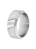 Lucardi Heren Ring streep - Ring - Vaderdag Cadeautje - Staal - Zilverkleurig