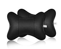DS. DISTINCTIVE STYLE Auto nekkussen 2 stuks PU lederen reiskussen voor hoofdsteun neksteun voor autostoel - zwart