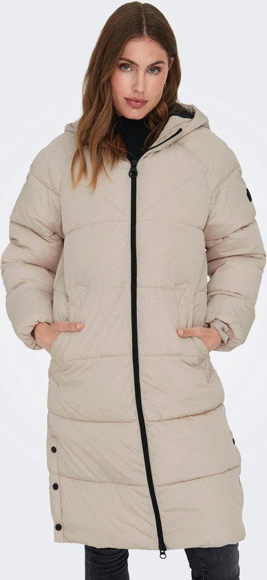 Only Jas Onlnewamanda Long Puffer Coat Cc Ot 15304786 Pumice Stone Dames Maat - L