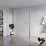 Fortifura Galeria Vrijstaande Inloopdouche - 120x200cm - Mat Glas - Antikalk - 8mm Veiligheidsglas - Geborsteld RVS