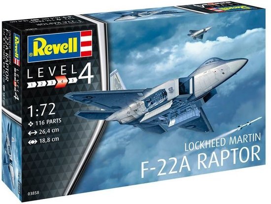 Revell 03858 Lockheed Martin F-22A Raptor Model Kit 1:72 Schaal