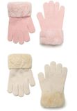 Minoti gebreide handschoenen meisjes - nepbont 2-pack