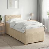 vidaXL Boxspringbed met matras, Crèmekleurig, 100 x 200 cm, Stof