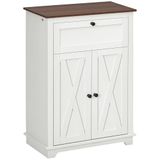 HOMCOM Keukenkast met 2 deuren met verstelbare plank, 1 lade, campagnedesign, voor woonkamer, slaapkamer en keuken, 60 x 30 x 87,5 cm, wit
